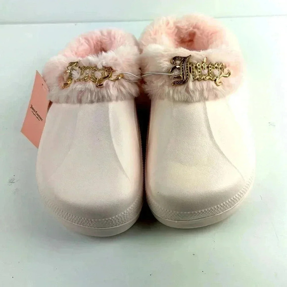 Juicy Couture Faux Fur Clogs Cora Q-Blush Pink Slide-On Mules Women's 6 NWT Rare - Picture 1 of 7